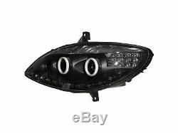 W639 Viano 03-10 Cotton Halo Led Front Lights Headlight Black For Mercedes-benz Lhd