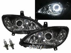 W639 Viano 03-10 Guide Led Angel-eye Lights Front Lighthouse Bk For Mercedes-benz Lhd
