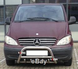 Pare Buffle Bullbar Inox Pour Mercedes Benz Vito Viano De 2003-2014 Nouveau